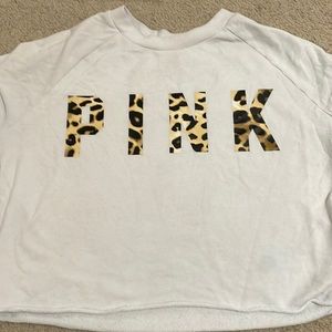 Cheetah print pink long sleeve cropped shirt size medium